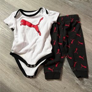 Puma Kids Bodysuit Set - White and Black with Red Accents